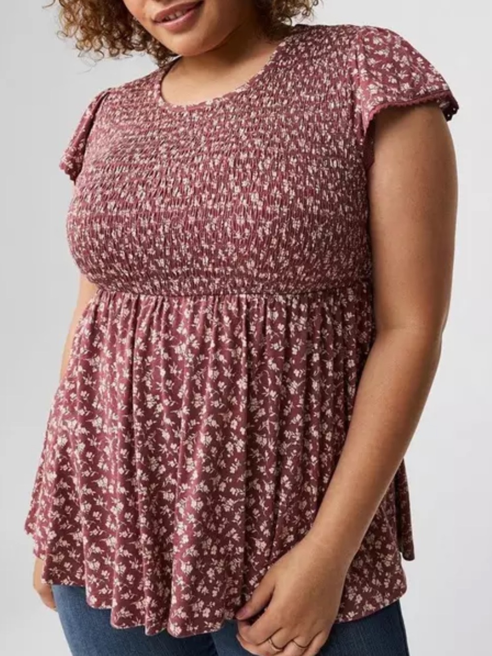 Torrid Smocked Crew Babydoll Top - 2